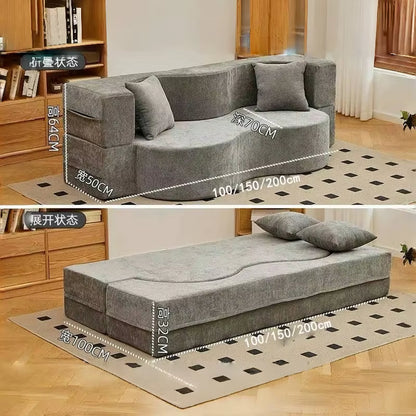 Vacuum Compression Sofa, Pure Sponge, Fully Removable and Washable Retro Style, Double Occupancy Foldable Modular Sofa Bed