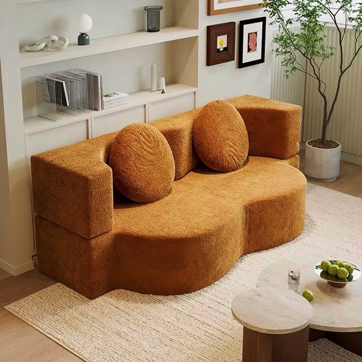 Vacuum Compression Sofa, Pure Sponge, Fully Removable and Washable Retro Style, Double Occupancy Foldable Modular Sofa Bed